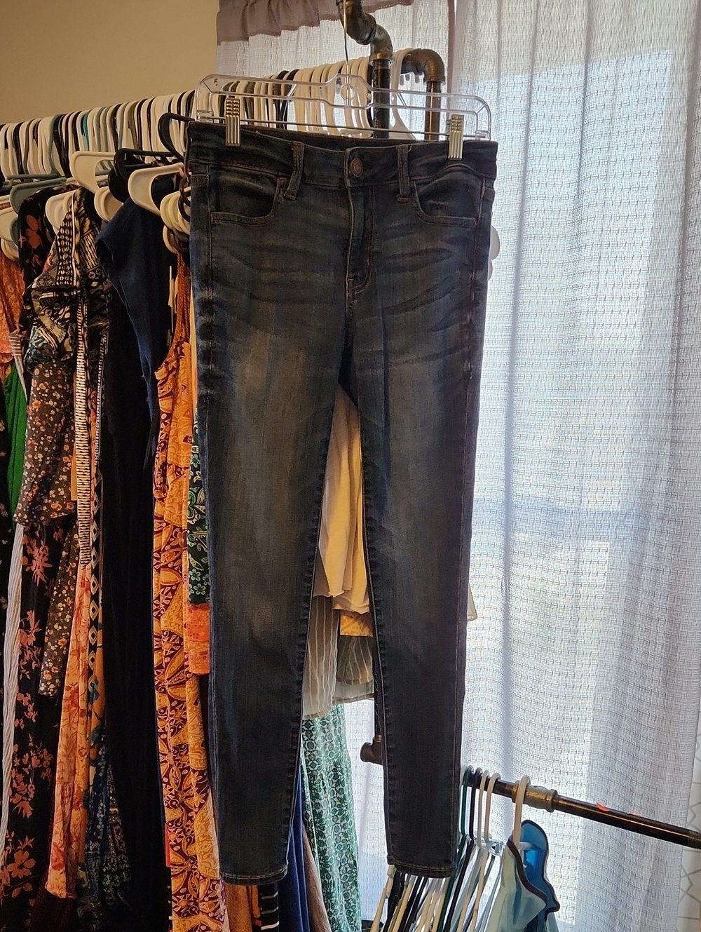 American Eagle Outfitters Skinny Jeans in Dark Blue Wash